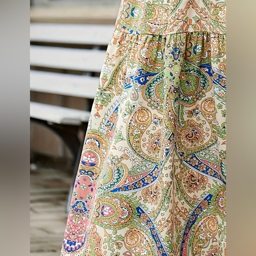 Boho Paisley High-Waist Maxi Skirt – Earthy Festival Vibes - Picture 4 of 4